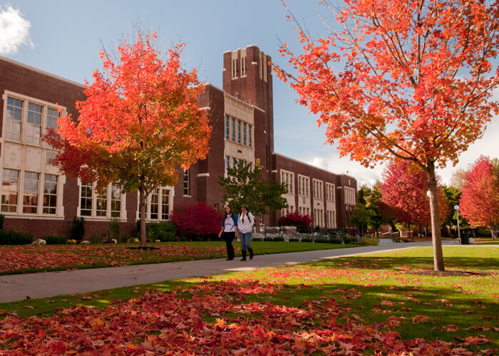 Scènes du campus d'automne, étudiants, cq