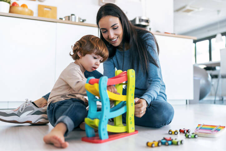 early intervention specialist with young boy