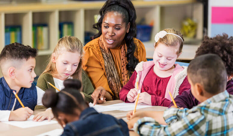 special education teacher and students